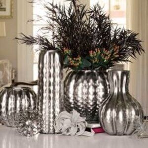 NWOT Vietri Placcato Cachepot Medium Silver Glass Vase